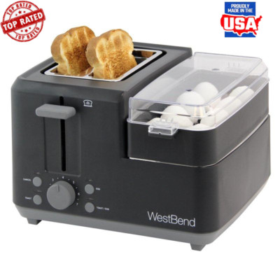 2-Slice Breakfast Station Toaster Variable Settings Poaching Trays Egg & Muffin