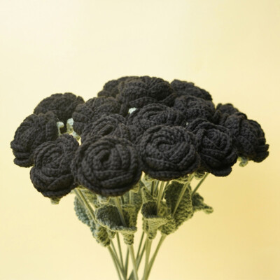 Knitted Artificial Flowers Handmade Flower Yarn Crochet Rose Gifts Photography