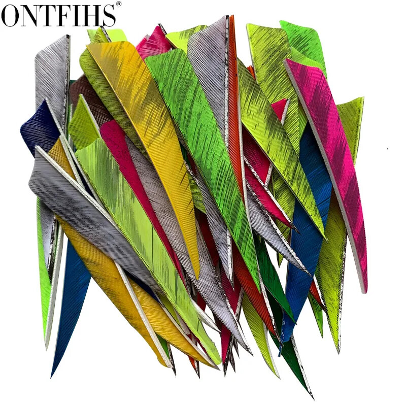 50PCS Archery Fletching RW 4" Shield Arrow Feathers Ink Painting Fletches RW LW