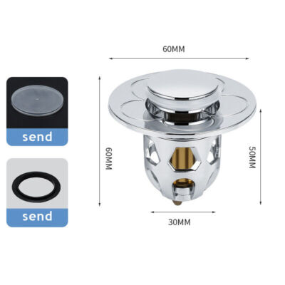 Universal Bathroom Sink Plug Stopper Wash Basin Core Bounce Pop-Up Drain Filter-