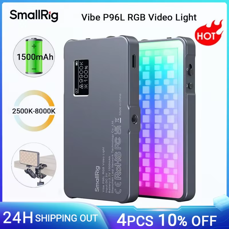 P96L RGB Video Light Portable Metal LED Camera Light, 2500-9000K CRI 96+ Photo a
