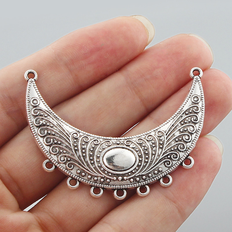 5Pcs Filigree Crescent Moon Chandelier Connectors DIY Jewellry Necklace Findings