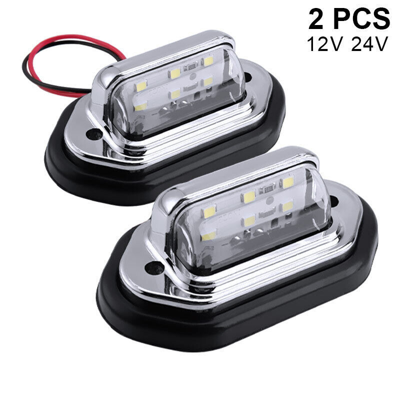 2x Universal LED License Plate Tag Light Lamp White For Truc