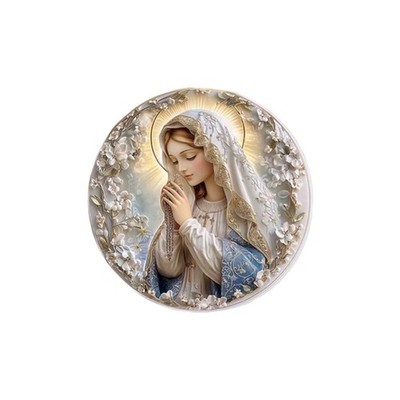 European-Style Vintage Virgin Mary Prayer Candle Mold, Floral Surround 3D