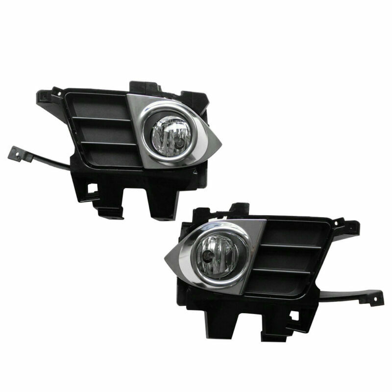 Front Bumper Fog Light Lamp w/Chrome Cover Trim For Acura TSX 2011-14 Left&Right