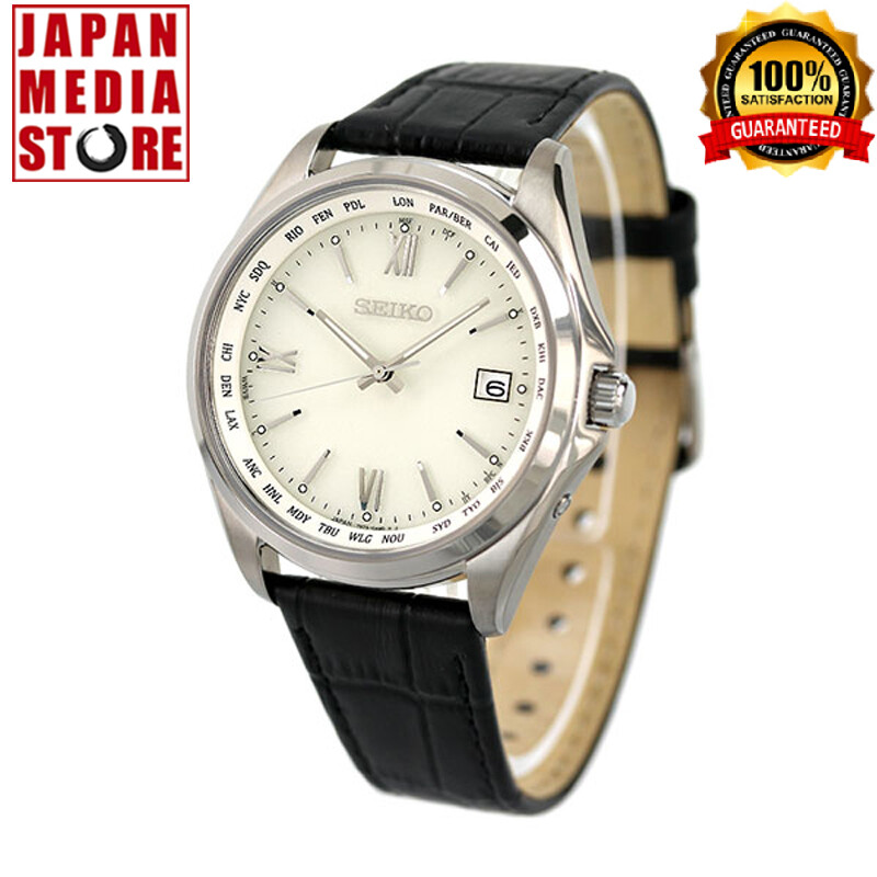 Pre-owned Seiko Selection Sbtm295 Titanium Case Leather Band Solar Atomic Radio Men Watch
