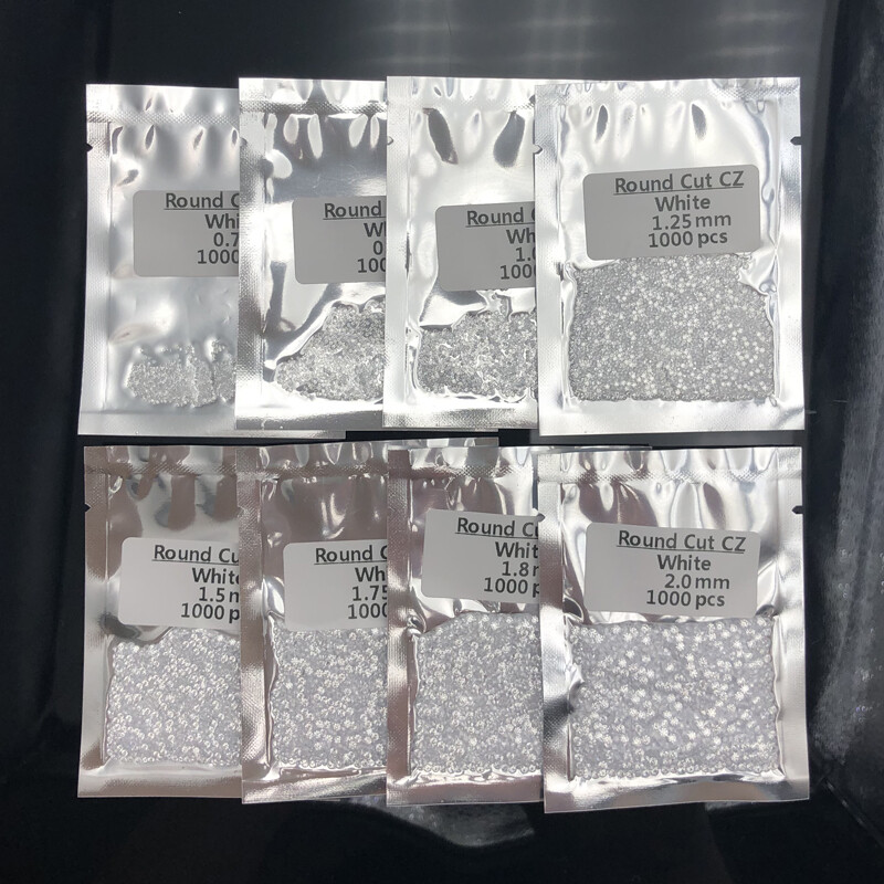 0.7~50mm 100pcs Bright Loose Round White Cubic Zirconia CZ Stone AAAAA Gemstone