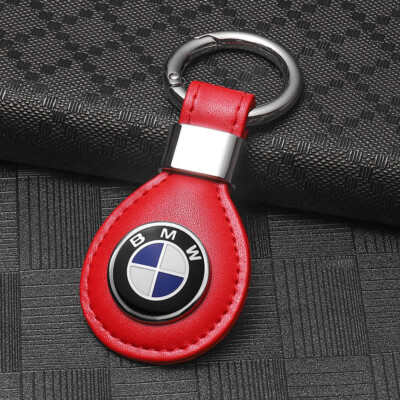 Vintage Red Genuine Leather Key Chain Key Ring Key Fob Car Accessorie for BMW