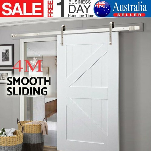 Details About 4m Stainless Steel Sliding Barn Door Hardware Track Roller Kit Single Door Fn