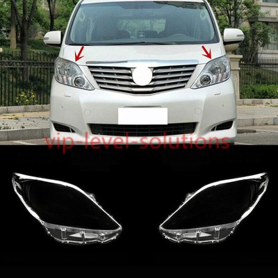 A Pair Headlight Lens Clear Cover + Glue For Toyota Alphard 2008-2012