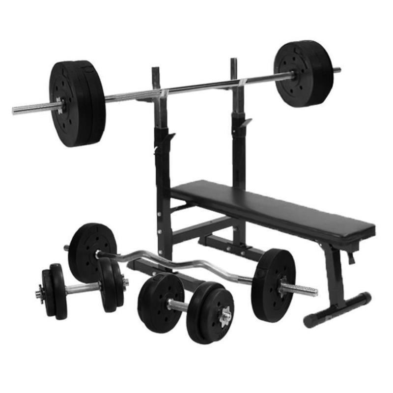 Weights Bench by Gorilla Sports 100kg set + 40kg York Weights | in
