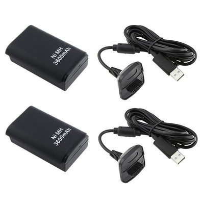 2x Battery Pack + Charger Cable for Microsoft Xbox 360...