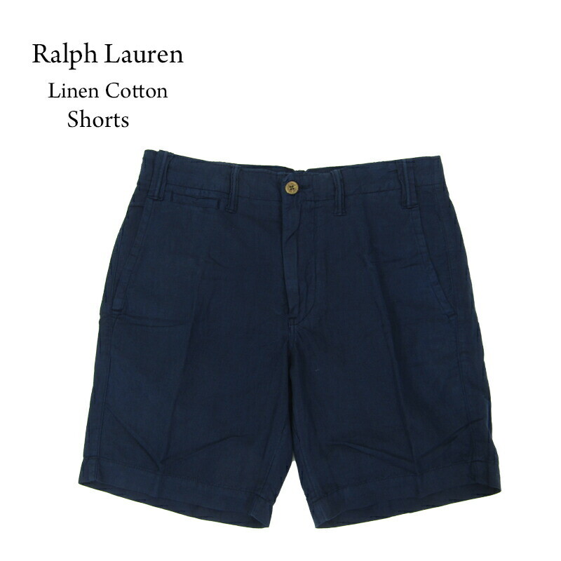 

Короткие брюки прямого кроя из однотонного льна и хлопка Polo Ralph Lauren - Темно-синий, Navy