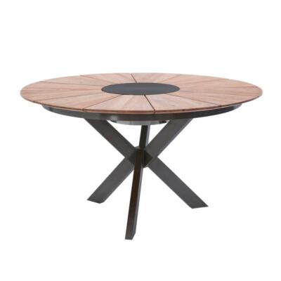 Diamond Garden Lyon Gartentisch Ø140 cm Teak, Edelstahl Dunkelgrau