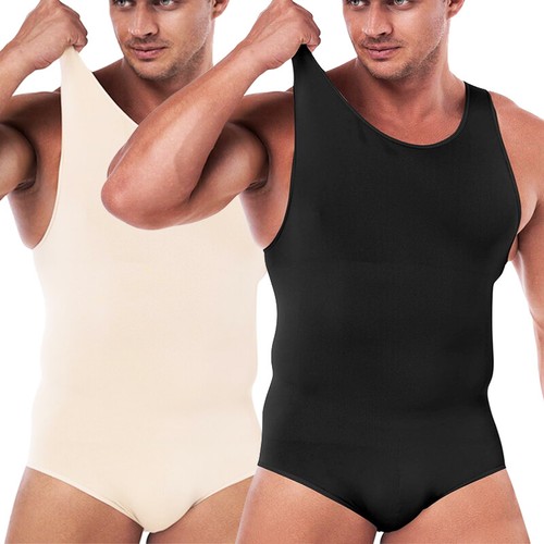 Mens Full Body Shaper Tummy Control Underwear High Compression Bodysuit Trainer