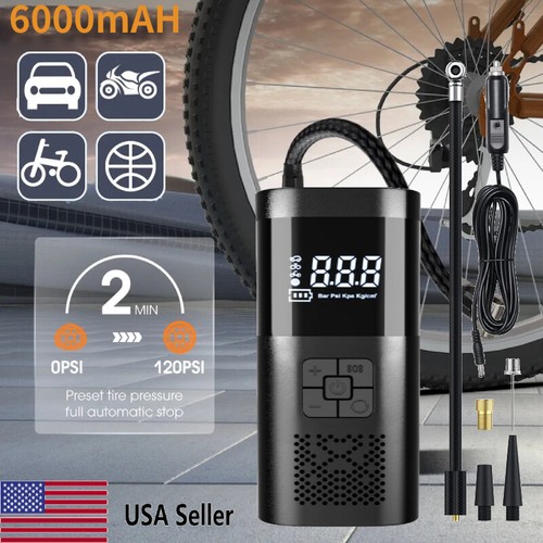 Car Bike Tire Inflator Pump Portable Battery Rechargeable Air Compressor Digital