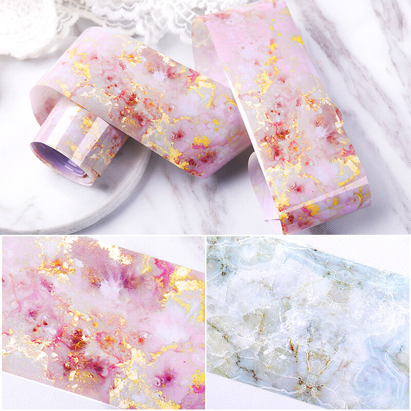 Nail Art 1 Rolle Holographische Nagel Folie Nagelaufkleber Marmor Designe