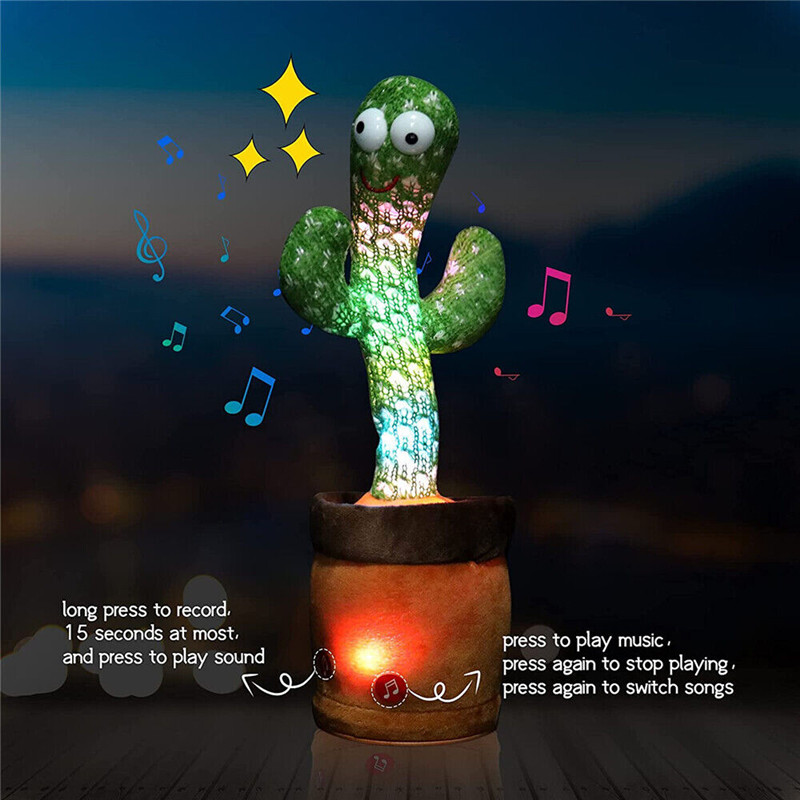Dancing Talking Singing Shaking Cactus Educational Plush Doll Kids