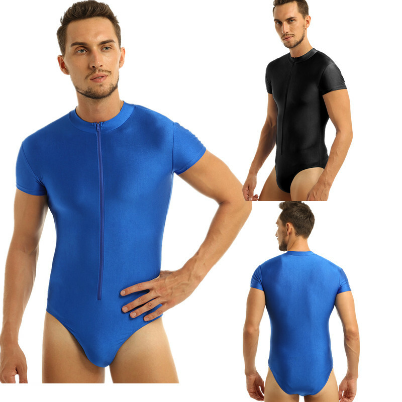 Nimiya Mens Basic Solid Leotard Bodysuit One Piece Wrestling Singlet