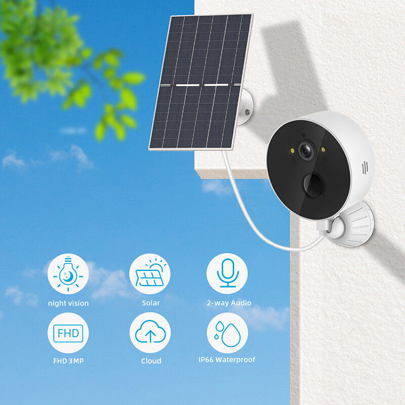Wireless Outdoor Camera Solar Panel Powered 1080P Video 2 Way Audio Night Vision