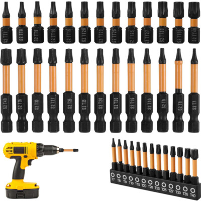 26pcs Impact Torx Set T7-T40 Quick Change Driver Drill Bit Security Tamper Proof