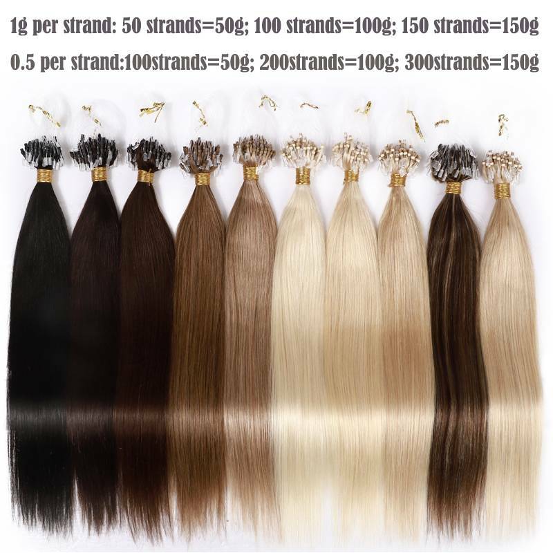 150g Thick Micro Loop Ring Human Hair Extensions Micro Link Nano Bead Tip 0.5/1g