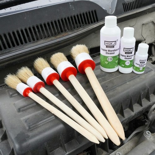5x Car Interior Detailing Brush Boar Hair Wheel Air Conditione Cleaning Tools US