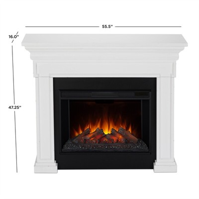Real Flame Emerson 56" Wood Grand Electric Fireplace in Rustic White