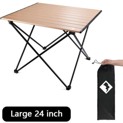 VILLEY 24'' Folding Beach Table Portable Camping Table Ultralight Aluminum Table