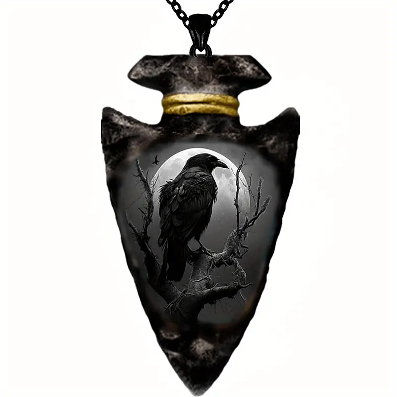 Raven Crow Arrow Head Necklace Native American Jewelry Nature Pendant