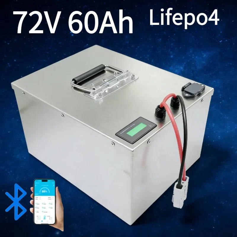 72V LiFePO4 Battery 60Ah Bluetooth APP Control BMS Pack for Electric Motorcycle