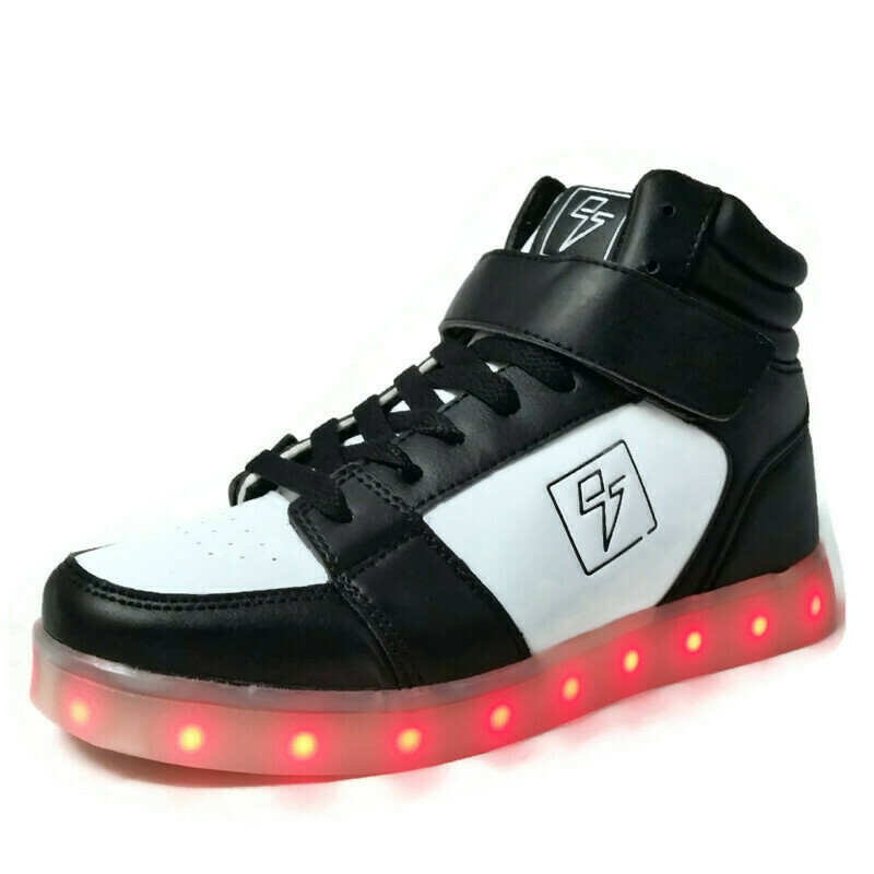 Electric Styles LED Shoes Men's Light Up Glow Sneakers High Top Bolt Rave EDM - Picture 10 of 10