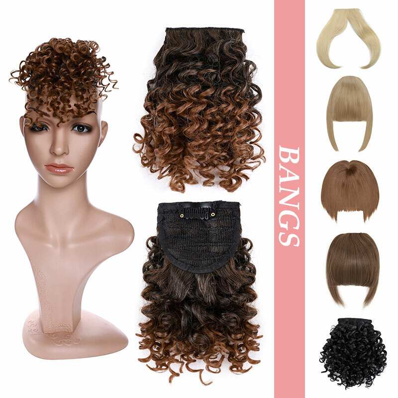 One Piece Clip On In Front Hair Bangs Fringe Natural Hair Extensions Highlight