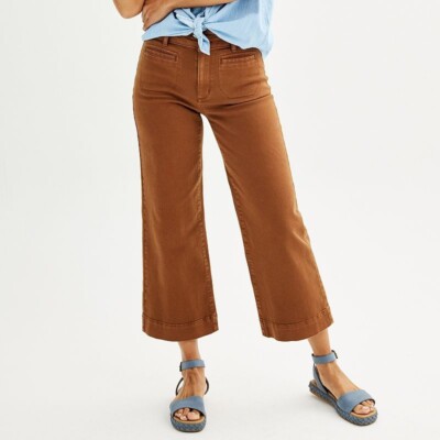 Sonoma Wide Leg Ankle Jeans Womens 18 Brown Cotton Stretch NEW