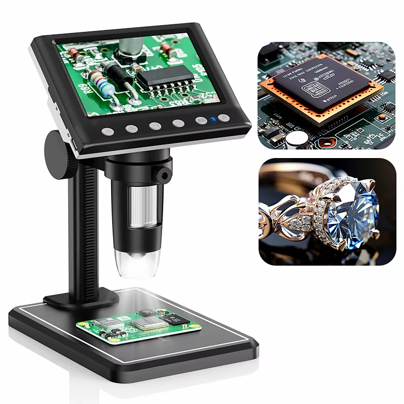 4.3'' Digital Microscope 1600X USB Microscope 1080p Soldering Microscope with 8