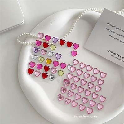 144pcs/4 Sheets 3D Heart Cute Colorful for DIY Phone Case Laptop Notebook ccd