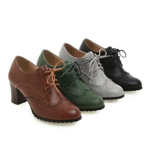 womens brogues with block heel