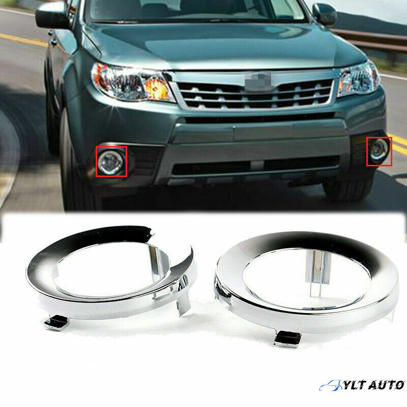 Pair Front Chrome Fog Lights Cover Trim Ring for 2009-2013 Subaru Forester 2.5L