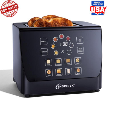 Touchscreen 2 Slice Toaster Digital Timer Extra Wide Slots Crumb Tray Kitchen US