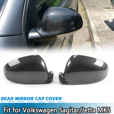 2PCS For Volkswagen VW Golf 5 GTI MK5 Carbon Fiber Style Side Mirror Cover Caps