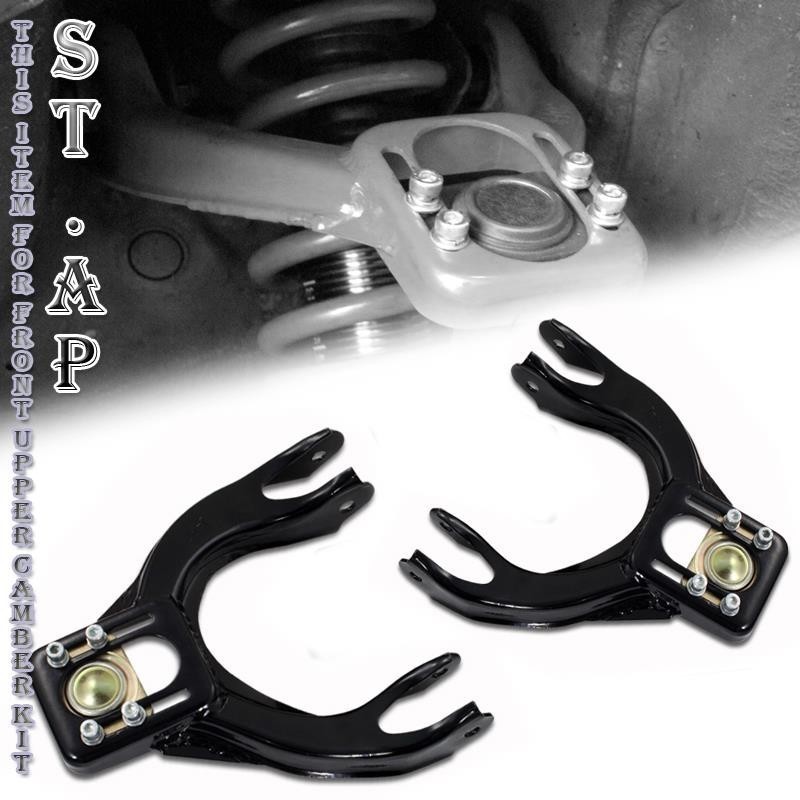 Black Front Upper Control Arm Camber Kit 92-95 Honda Civic//93 Del Sol Adjustable