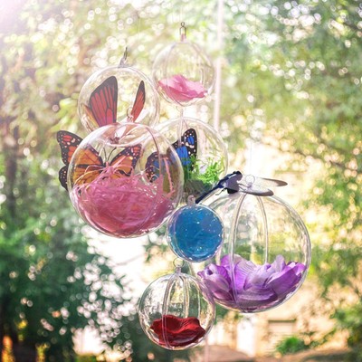 Clear Fillable Hanging Ball Bauble Candy Box Ornament Party Wedding Deco 5-10cm 