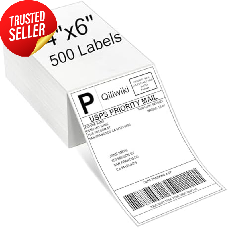 Thermal Labels 4x6 500 Pack Fanfold