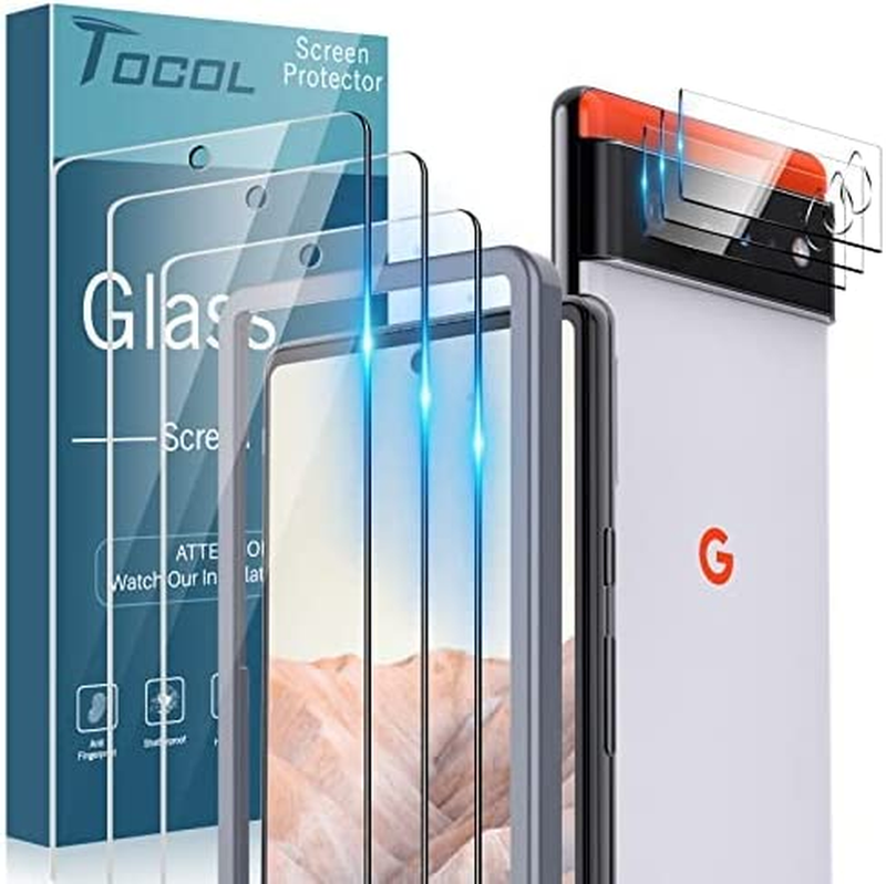 [3+3 Pack for Google Pixel 6 5G 6.4'' Screen Protector - 3 Pack Tempered Glass &