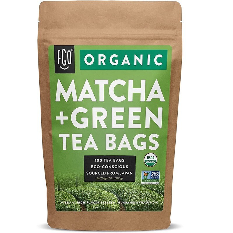 Organic Japanese Matcha Green Tea Powder Bags Non GMO  Eco-Conscious100 Tea Bags