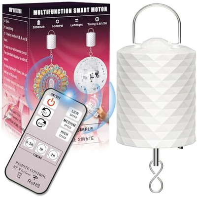 Disco Ball Motor with Remote & Timing, 1-30RPM 3 Rotating Slow Speed Battery Pow