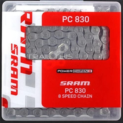 SRAM PC-830 6/7/8-Speed Road/Mtb Bike Chain 1/2'' X 3/32'' 114L Fits Shimano Campy