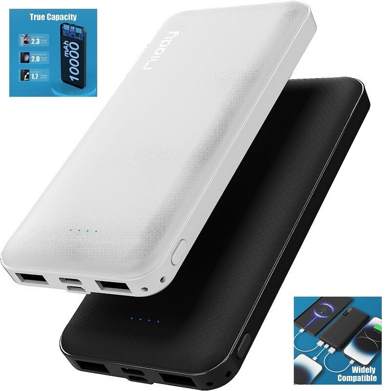 2-Pack Power Bank 10000mAh Dual USB Portable Charger Fast