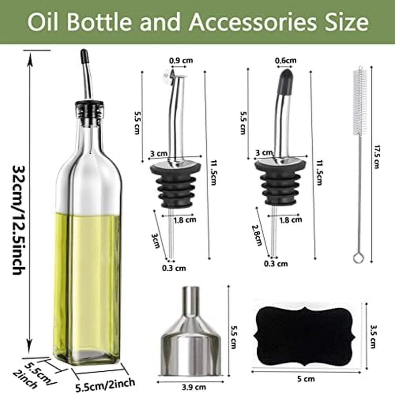 Leaflai Olive Oil Dispenser Bottle, 2 Pcs Glass Olive Oil Dispenser and Vinegar