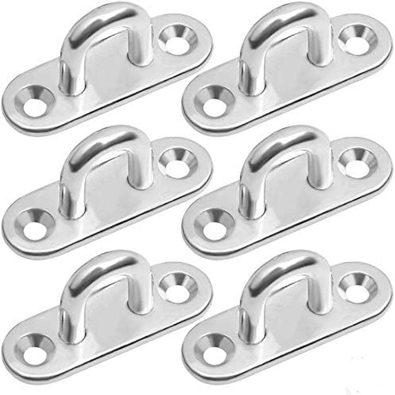 6 Pcs Pad Eye Plate, Heavy Duty Eye Plate Hook Stainless Steel Staple Ring Hook